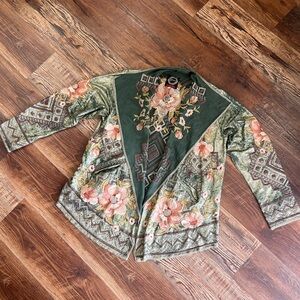 Johnny Was BIYA Embroidered metallic sweater
